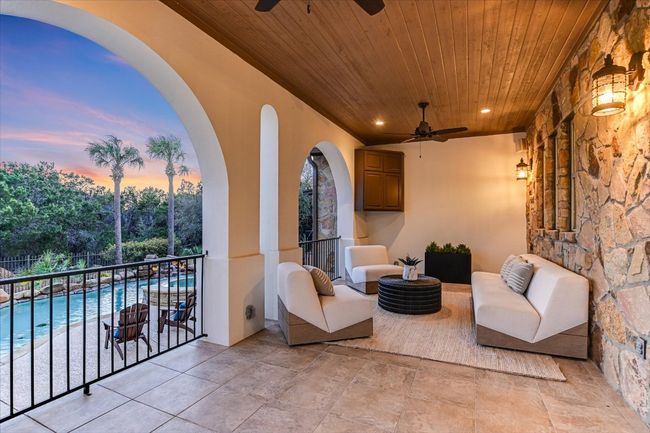 Outdoor Living area with recessed lighting, wood ceiling, and ceiling fan | Image 17