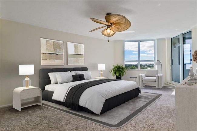 Primary Bedroom w/ Private Screened Balcony Access - Vitually Staged | Image 11