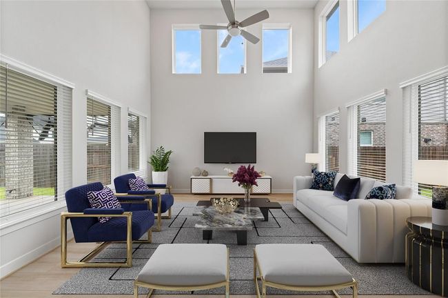 Virtually Staged Living Room Featuring Ample Natural Light, Open Concept Layout, and Soaring Ceilings | Image 6