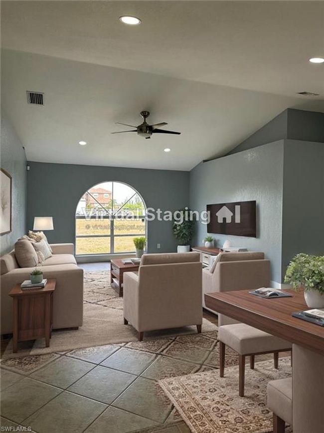 Living room featuring ceiling fan and recessed lighting | Image 9