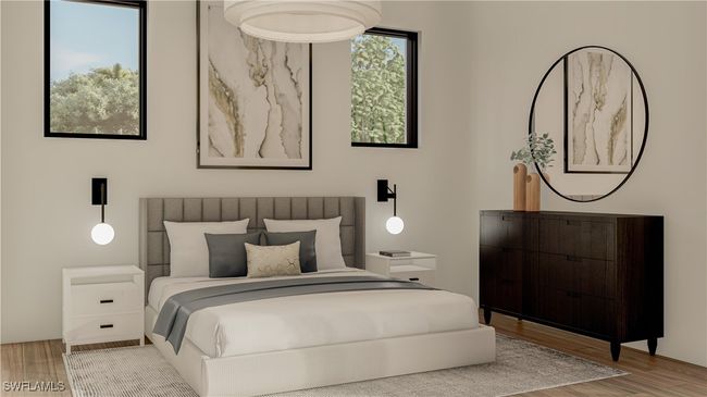 Bedroom featuring wood finished floors. Virtual Rendering | Image 5