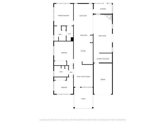 Spacious floor plan featuring a generous primary bedroom, 2 living and family rooms, a versatile study/office, and a sunroom. Enjoy modern conveniences with a large kitchen, two baths, and a practical laundry/mudroom. Complete with ample garage space. | Image 50