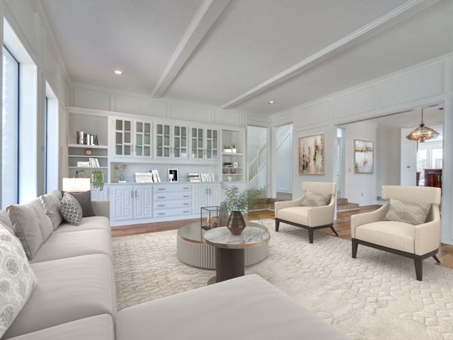A whole wall of built ins in the formal living. | Image 5