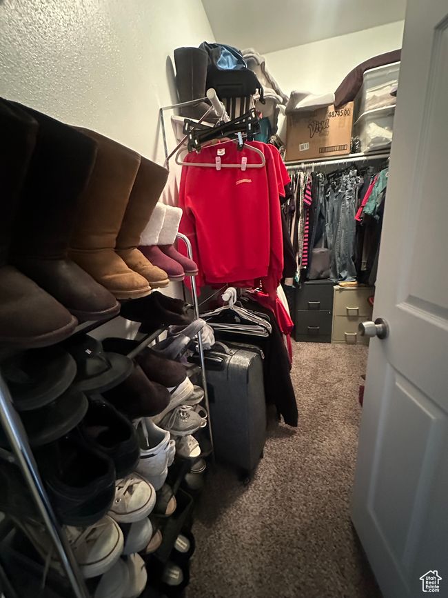 Spacious closet featuring carpet | Image 17