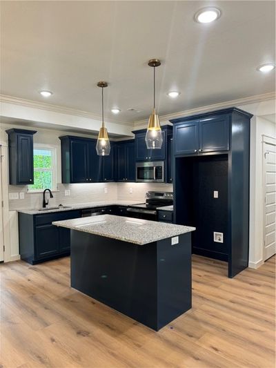 Coat closet to the right of the refrigerator cabinet. This BLUE paint is STUNNING! | Image 2