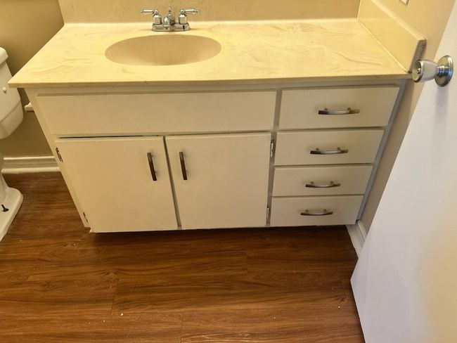 Bathroom with toilet, vanity, and wood finished floors | Image 23