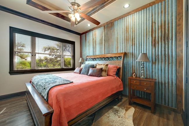 Bedroom featuring wood finished floors, baseboards, a ceiling fan, and recessed lighting | Image 31