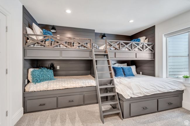 Carpeted bedroom with recessed lighting | Image 58