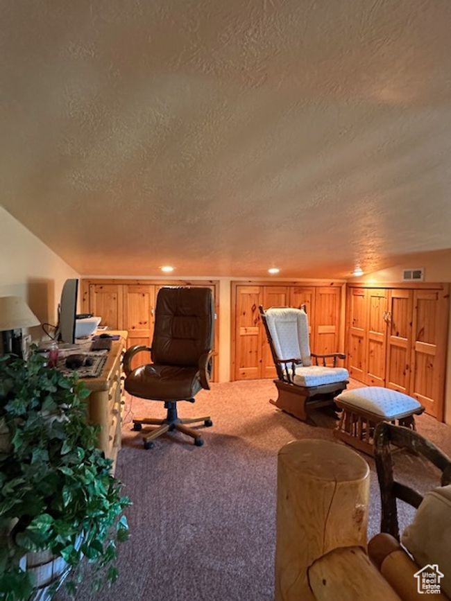 Game room featuring visible vents, carpet flooring, and a textured ceiling | Image 11