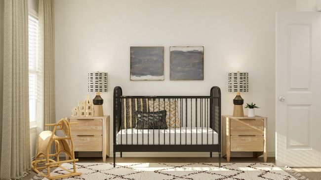 Carpeted bedroom featuring a nursery area | Image 14