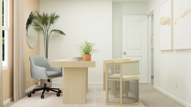 Office space featuring light colored carpet and baseboards | Image 17