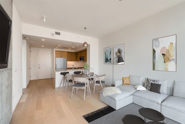 Living area featuring light wood-style floors, recessed lighting, and baseboards | Image 4
