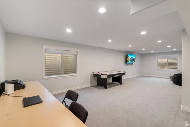 Office space featuring light colored carpet, recessed lighting, and baseboards | Image 13