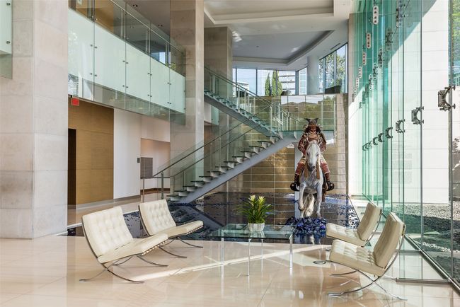Lobby with stairs to library social room. | Image 26