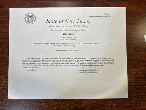 LIQUOR LICENSE Egg Harbor, Egg Harbor, NJ, 08215 | Card Image