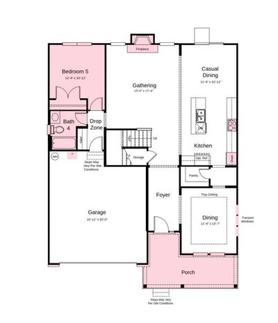 Structural options added include: first floor guest suite with full bath and walk in shower, tray ceiling at dining room, fireplace in gathering room, additional windows, tankless water heater, utility sink in garage. | Image 3