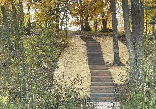 stairs from patio and fire pit area down to docks are now complete. | Image 8