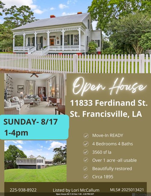 11833 Ferdinand St, Saint Francisville, LA, 70775-4341 | Card Image