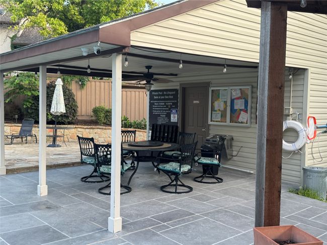 View of patio featuring a gazebo and ceiling fan | Image 29