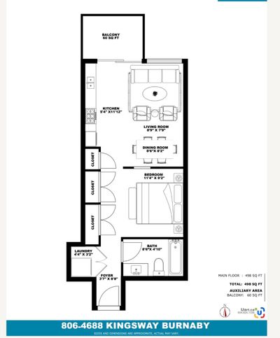 806 - 4688 Kingsway, Condo with 1 bedrooms, 1 bathrooms and 1 parking in Burnaby BC | Image 2