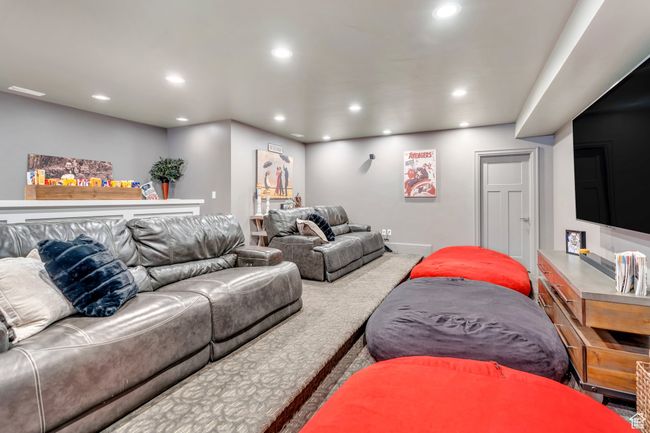 Living room with carpet floors and recessed lighting | Image 66