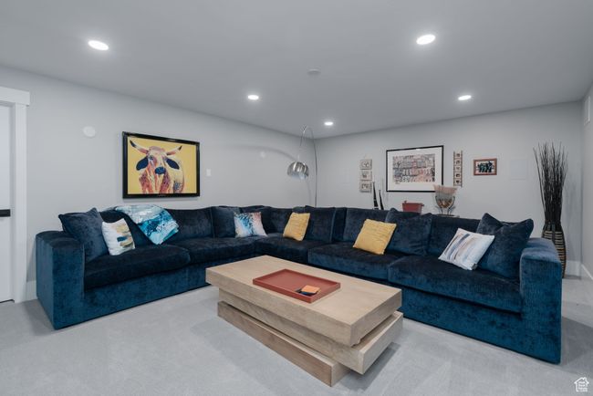 Living room with recessed lighting and carpet | Image 34