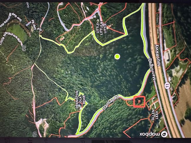Green line shows property lines plus red square where barn is located. | Image 8