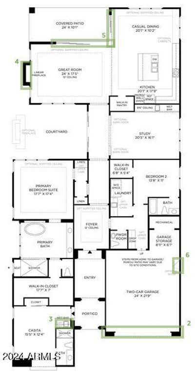 Structural Options: 90° slider, 60" linear fireplace, expanded garage depth, wet bar | Image 2