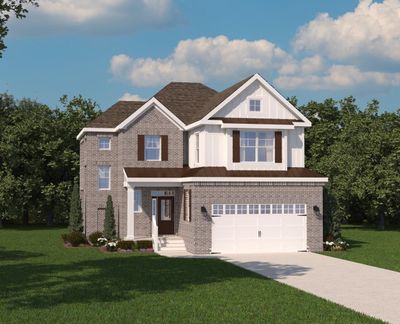 The Jasmine Plan at Horn Springs will have a 3 car side entry garage. Rendering shown of included elevation is drawn with a 2 car front entry. | Image 1