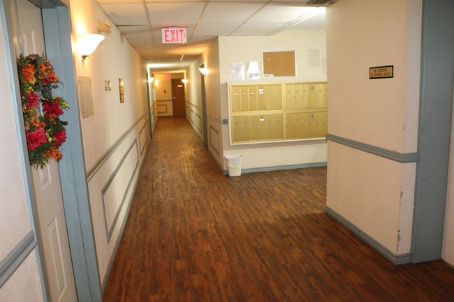 Hall with wood finished floors, mail area, and a drop ceiling | Image 22