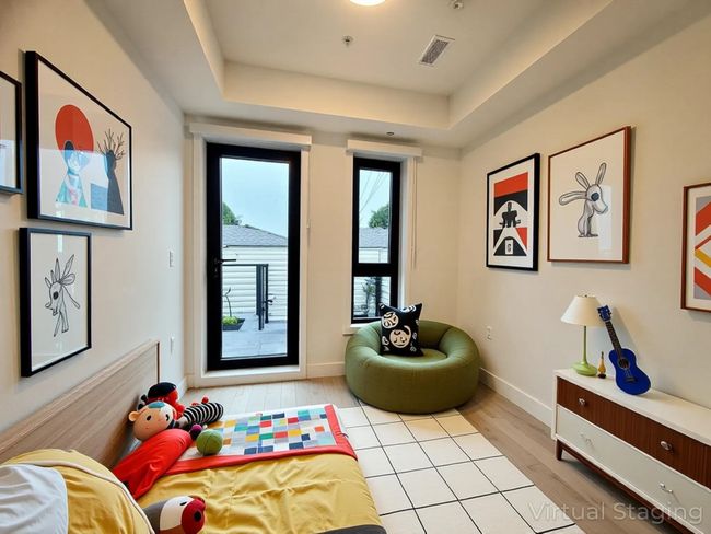 Sitting room with baseboards, wood finished floors, visible vents, and a raised ceiling | Image 29