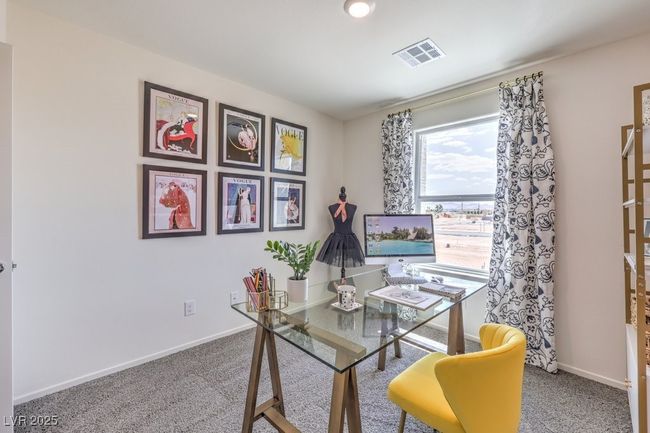 Home office with visible vents, carpet floors, and baseboards | Image 27