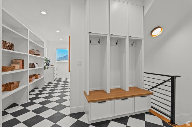 Mudroom with dark floors and recessed lighting | Image 23