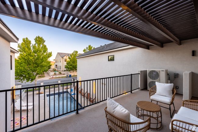 Balcony featuring a pergola and ac unit | Image 29