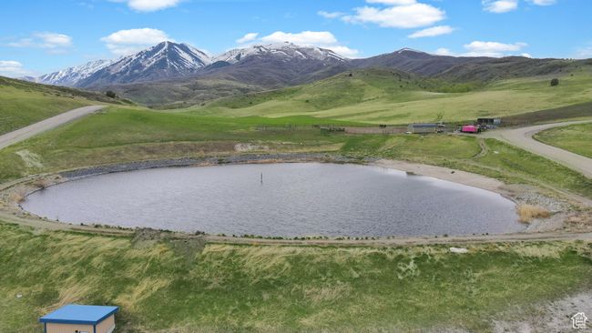 Aerial view of the community pond/ beach area and Wellsville mountain range. | Image 34
