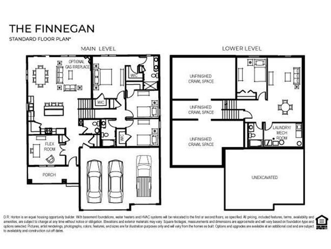 The Finnegan plan featuring 4 bedrooms, 4 bathrooms, a main floor flex room and a finished lower level with family room, bedroom and bath. | Image 45