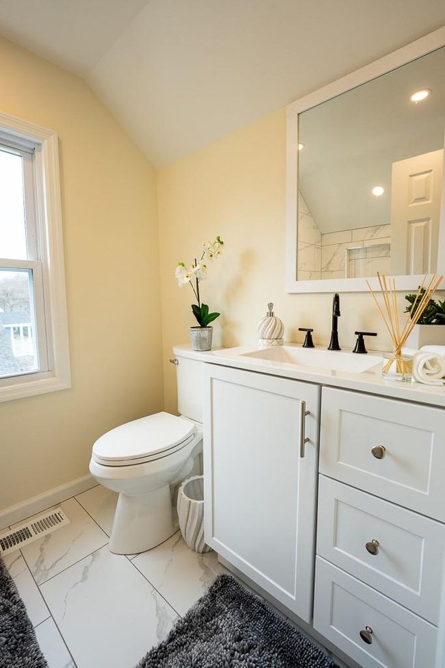 Bathroom with vanity, recessed lighting, toilet, visible vents, and marble finish floor | Image 29