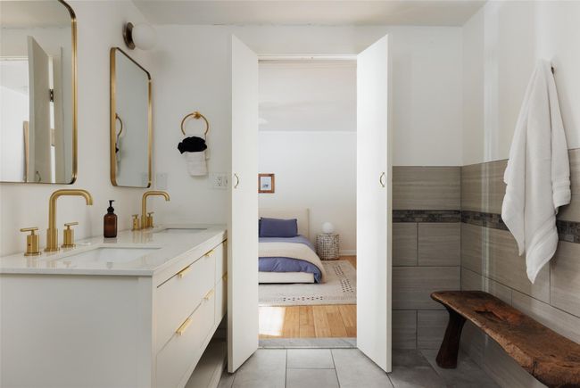 Bathroom with vanity and tile patterned flooring | Image 16