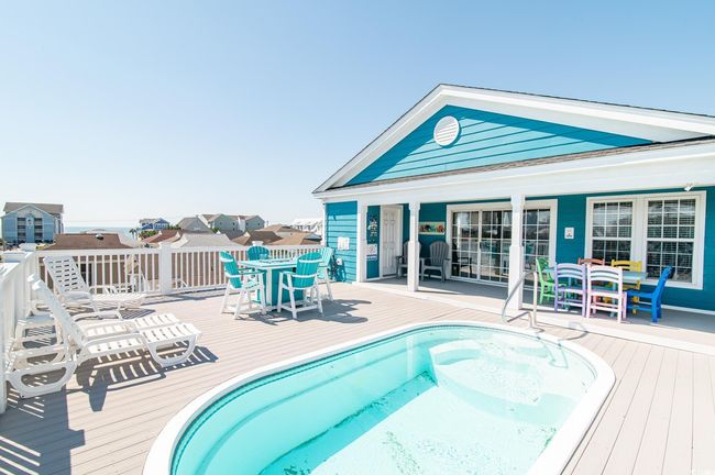View of pool with outdoor dining space and a deck | Image 9