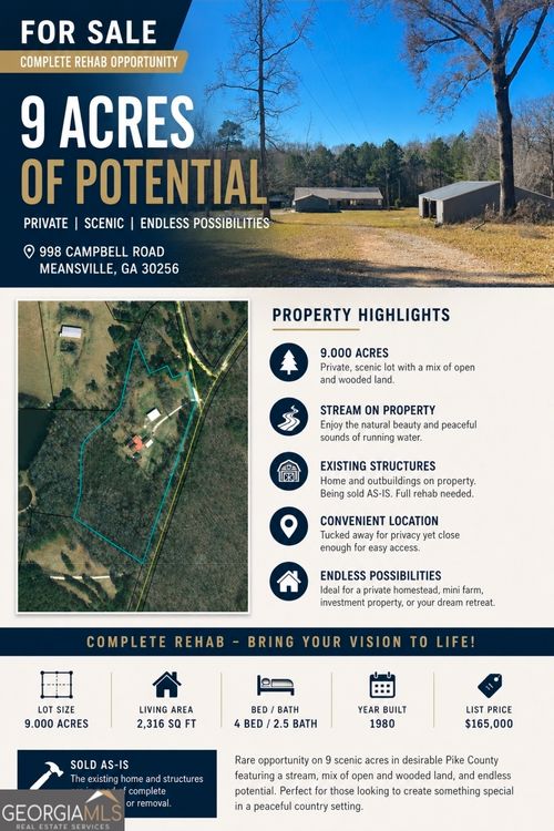 998 Campbell Rd, Meansville, GA, 30256-2110 | Card Image