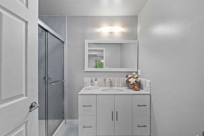 Full bathroom with vanity, a stall shower, and backsplash | Image 15