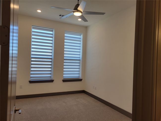 Empty room featuring recessed lighting, carpet flooring, baseboards, and ceiling fan | Image 14