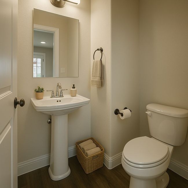 Half bath featuring toilet, baseboards, and wood finished floors | Image 19