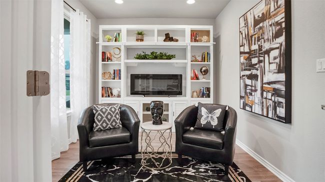 Office space featuring recessed lighting, baseboards, and wood finished floors | Image 9