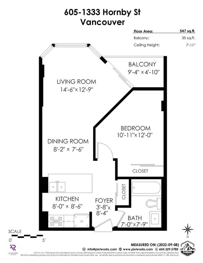 605 - 1333 Hornby St, Condo with 1 bedrooms, 1 bathrooms and null parking in Vancouver BC | Image 19