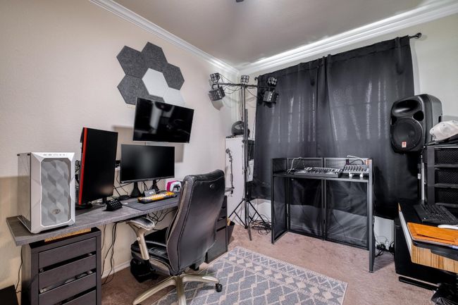 Office space featuring carpet floors and crown molding | Image 18
