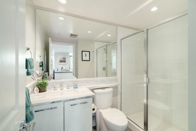 Full bathroom with toilet, vanity, a shower stall, and recessed lighting | Image 16