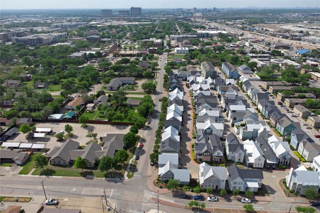 Bird's eye view of the subdivision and its proximity to downtown Plano arts, culture and entertainment, the DART rail station, the redeveloped Collin Creek Mall area, and the State Farm building along PGBT. | Image 34