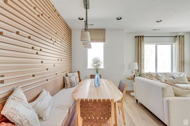 Dining room with light wood-style floors and recessed lighting | Image 29