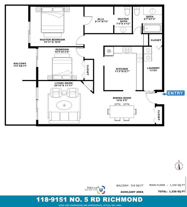 118 - 9151 No. 5 Road, Condo with 2 bedrooms, 1 bathrooms and 2 parking in Richmond BC | Image 14